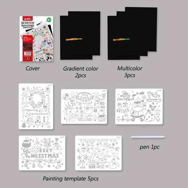 Scratch painting set stencil painting kit for kids and adults