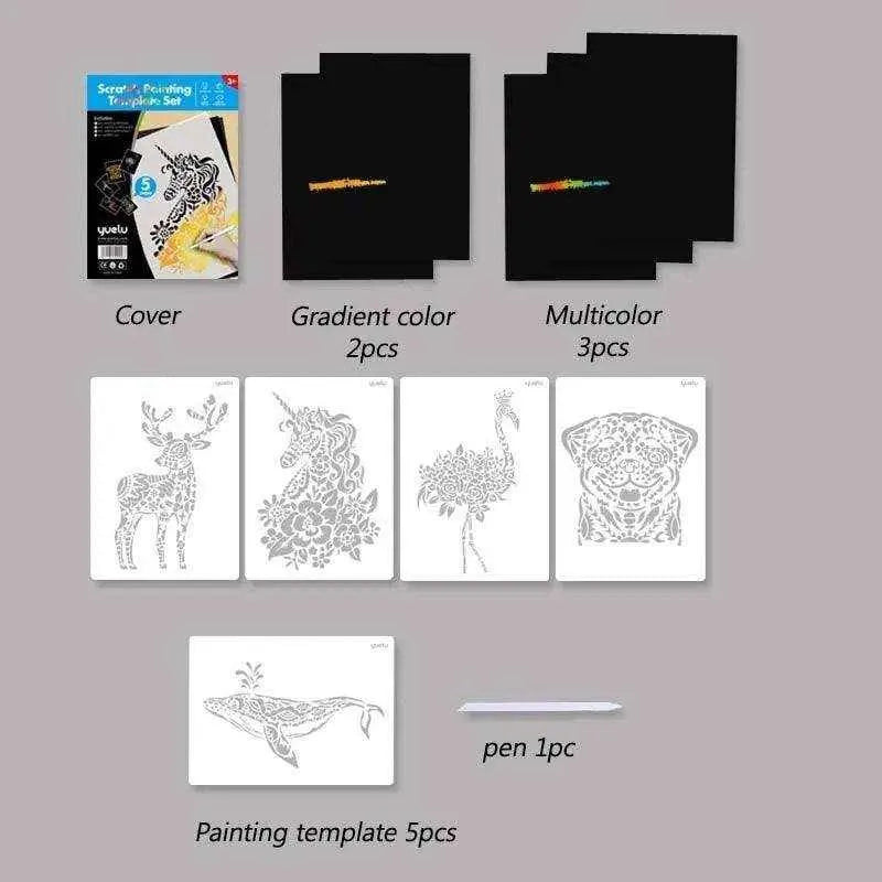 Scratch painting set stencil painting kit for kids and adults