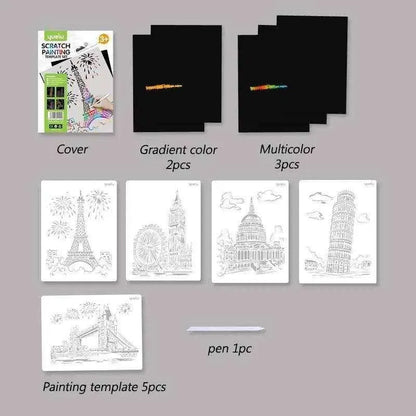 Scratch painting set stencil painting kit for kids and adults