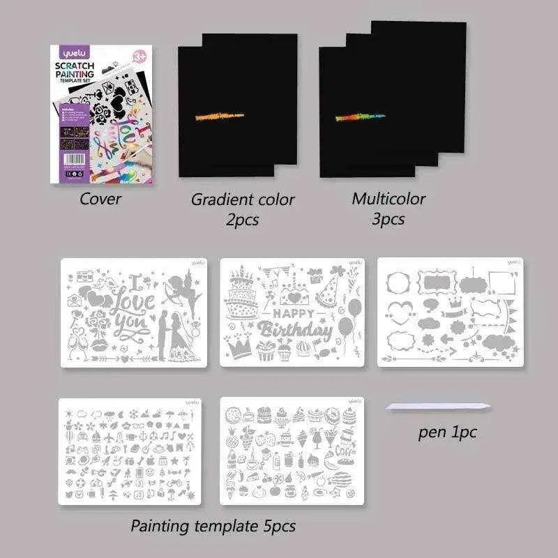 Scratch painting set stencil painting kit for kids and adults