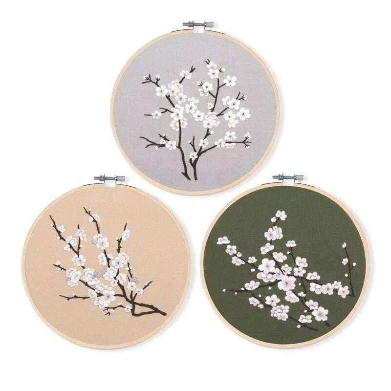 Set OF 3 Embroidery Kits Flowers Embroidery DIY Wall Art