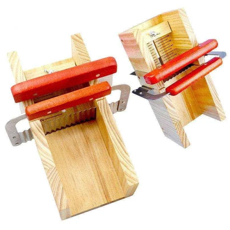 Soap Cutting Wooden Box With Stainless Steel Cutters