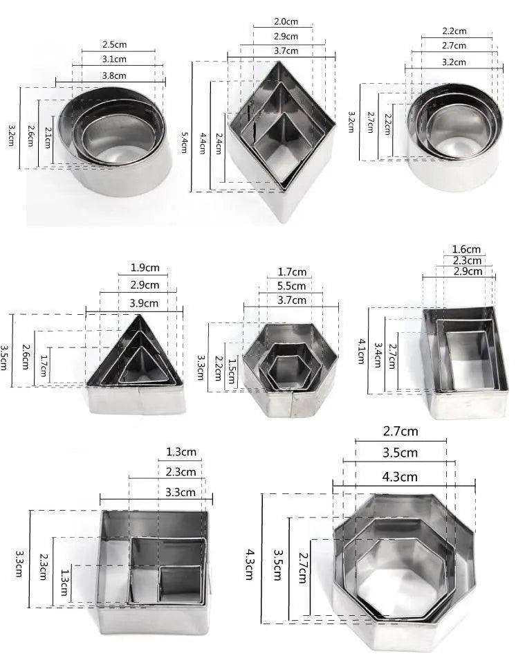 Stainless steel biscuit molds cookie shapes cutter set 24pc baking accessories