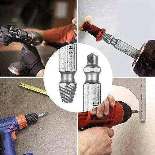 Steel Screw Extractor for Damaged Screw Remover Set of 4 Burnish Flip Tool Broken Bolt Practical Handyman Tool