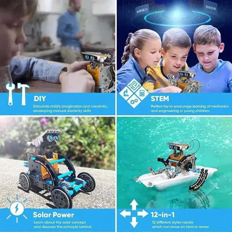 Twelve In One Solar Powered Toy Car STEM Science Kit Robot Model Building