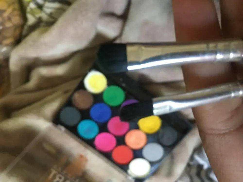 Water based face paint set pallet and brush body art