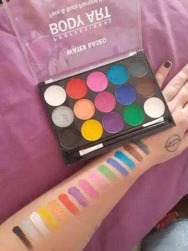 Water based face paint set pallet and brush body art