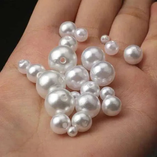 Round Beads Jewelry Making White Pearl Loose Bead For Necklaces DIY Bracelets Wedding Veil Pearls