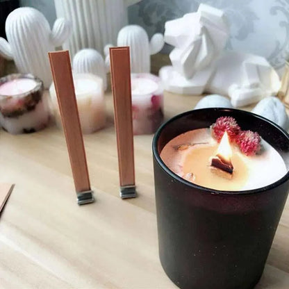 Wood candle wick 100 wooden wicks with metal wick holders