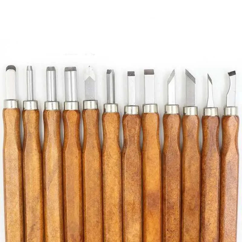 Wood Carving Set Chisel Knife Woodworking Tools 12pcs Pottery Knives