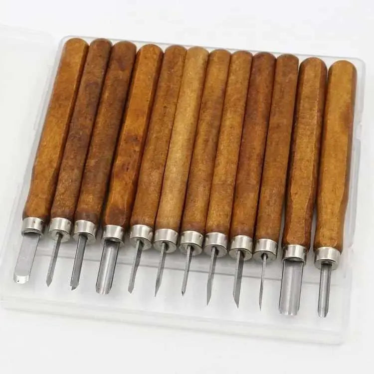 Wood Carving Set Chisel Knife Woodworking Tools 12pcs Pottery Knives