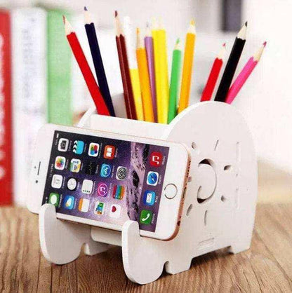 Wood desktop organizer with drawers cute pen holder