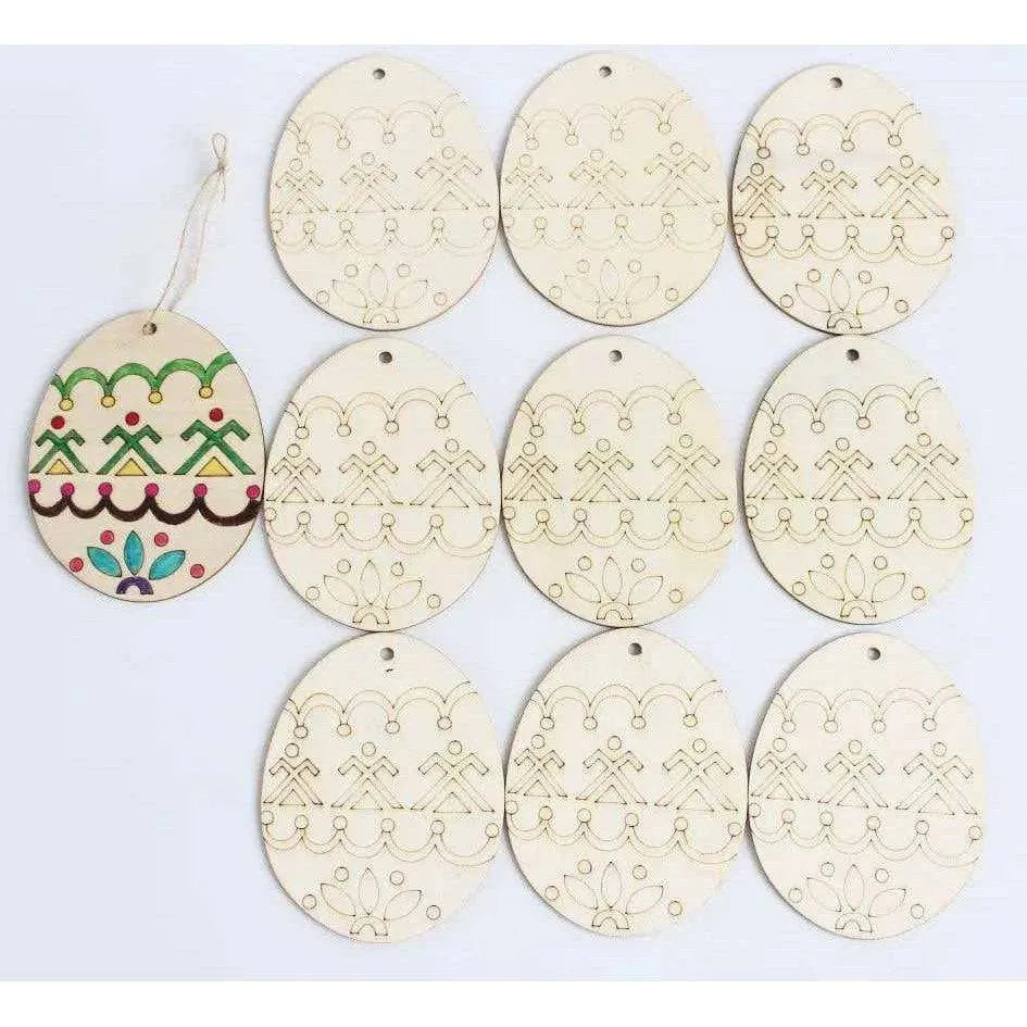 Wood Egg Pendant DIY Painting Easter Kids Activity Hanging Ornament Easter Eggs Painting Gifts For Children DIY Crafts Easter Gift Idea