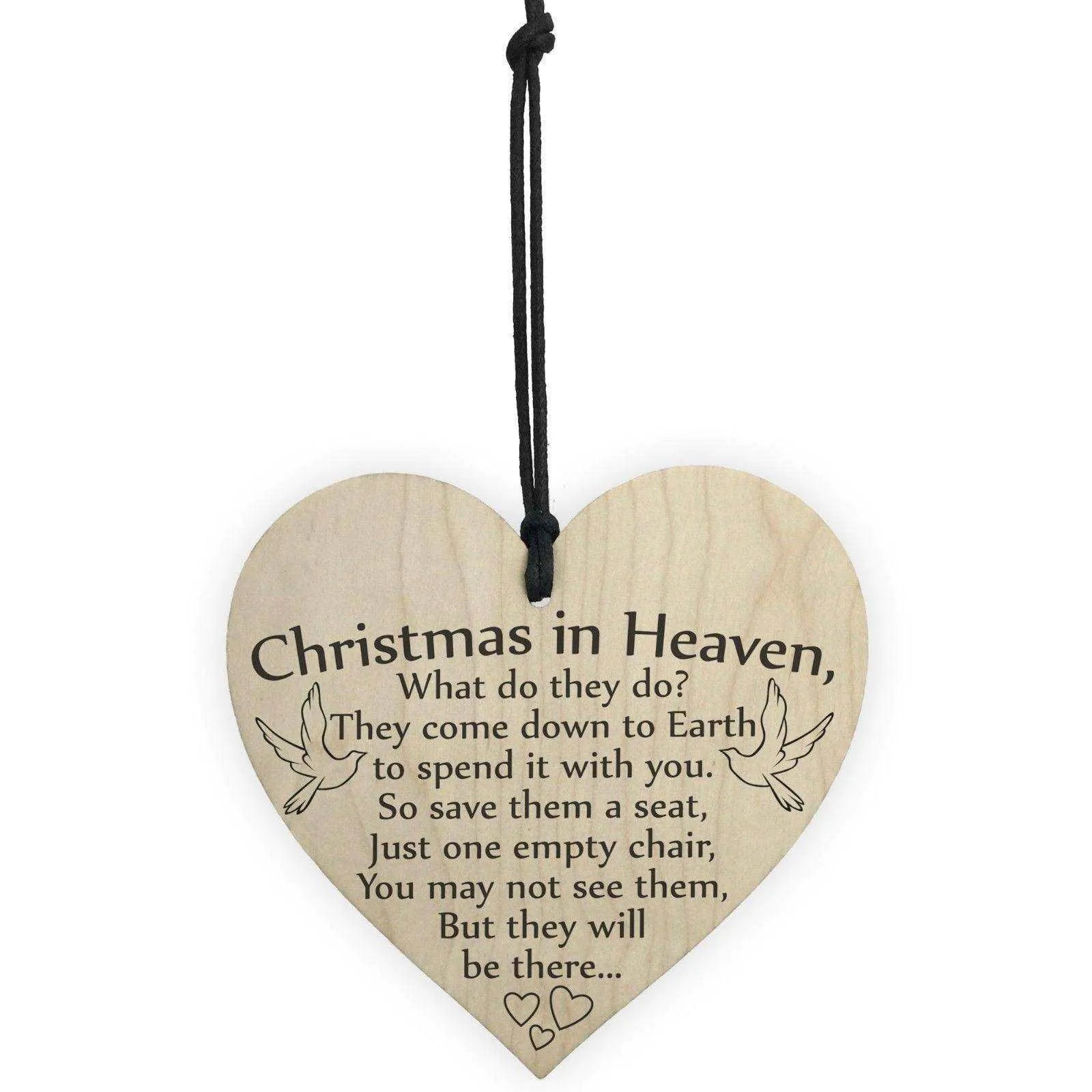 Christmas Tree Decoration Wooden Hanging Ornament Christmas Love Message Pendant With Rope Christmas In Heaven Pendants In Memoriam Ornament