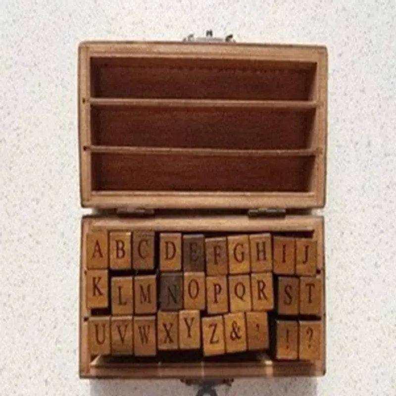 Letter stamp alphabet stamps for scrapbooking with wooden box