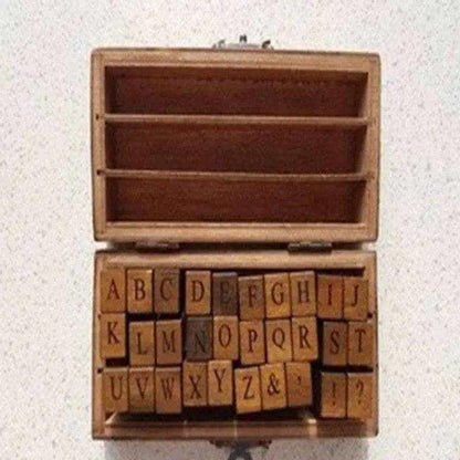 Letter stamp alphabet stamps for scrapbooking with wooden box