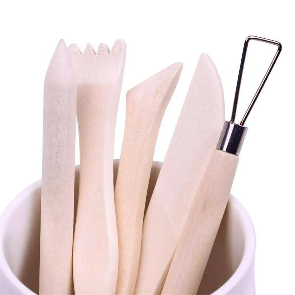 Wooden Sculptor Ceramic Clay 5 Carving Tools