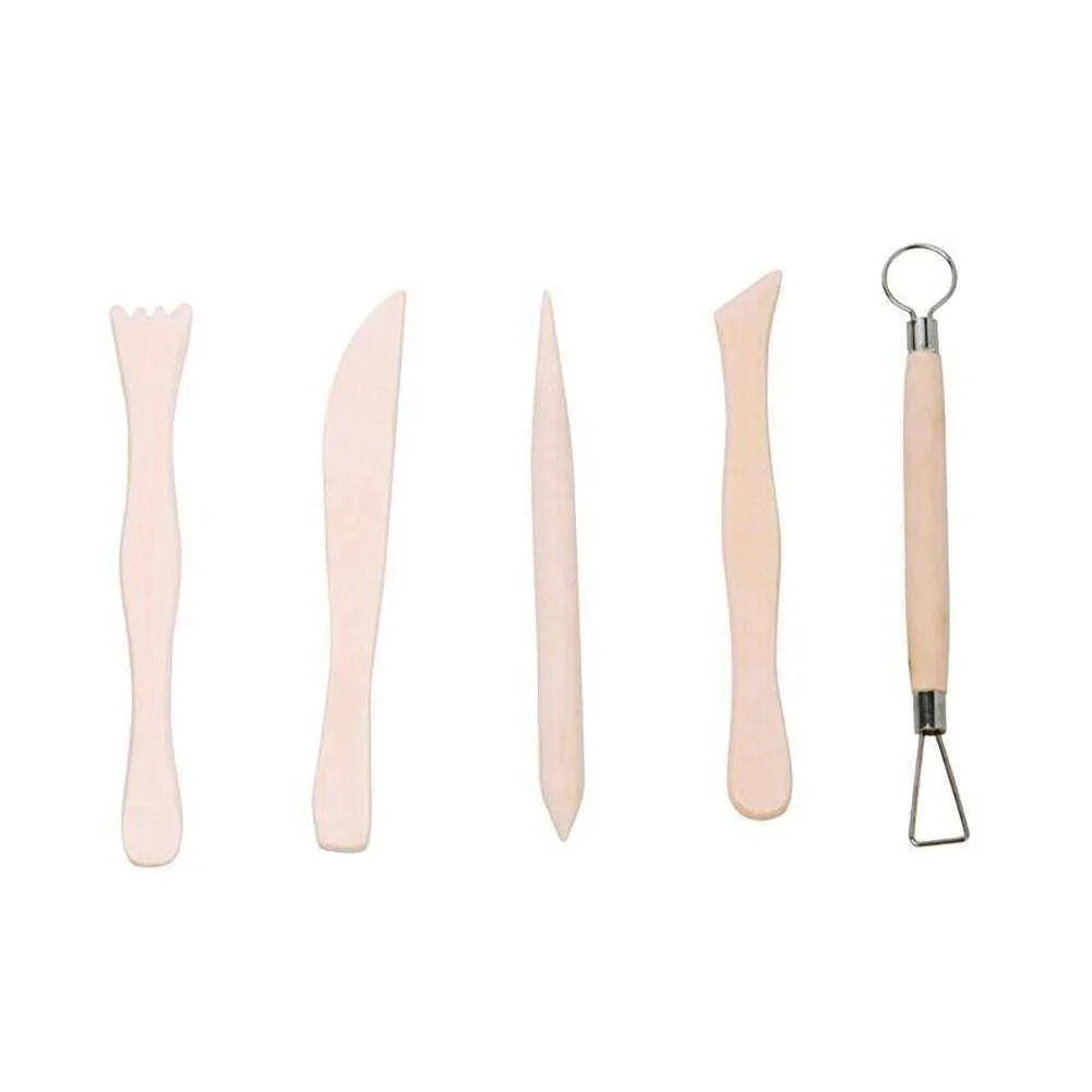 Wooden Sculptor Ceramic Clay 5 Carving Tools