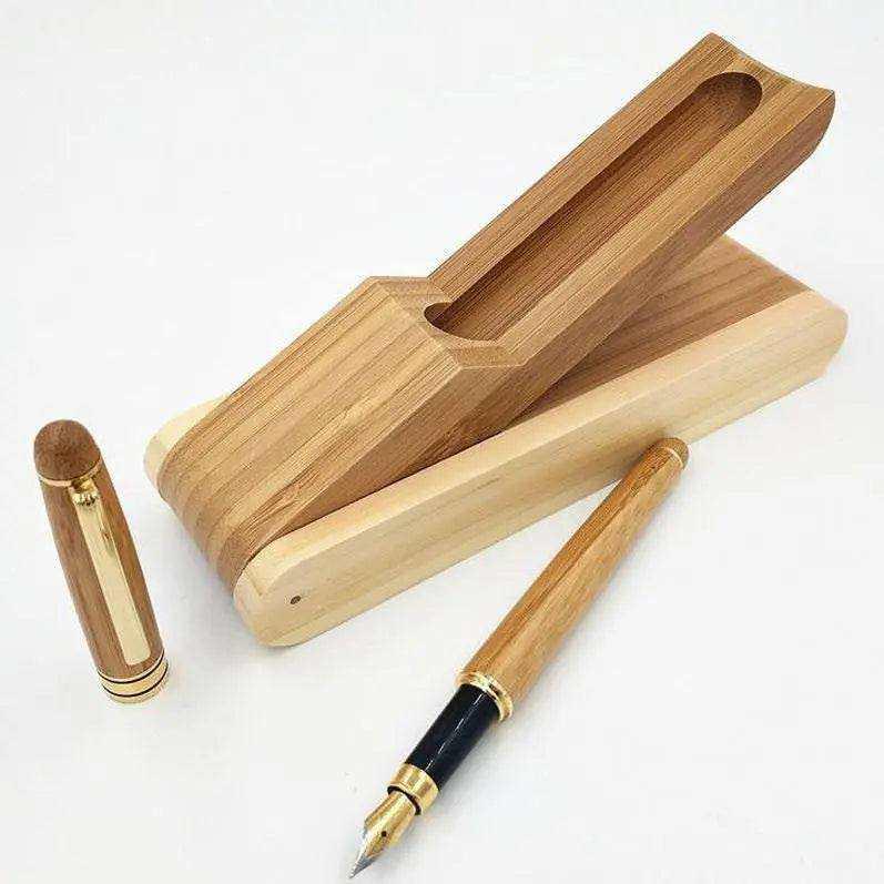 Writing Pen With Wooden Pen Holder Wood Fountain Pen Ballpoint Pen With Bamboo Pen Stand Letter Writing Gifts For Him